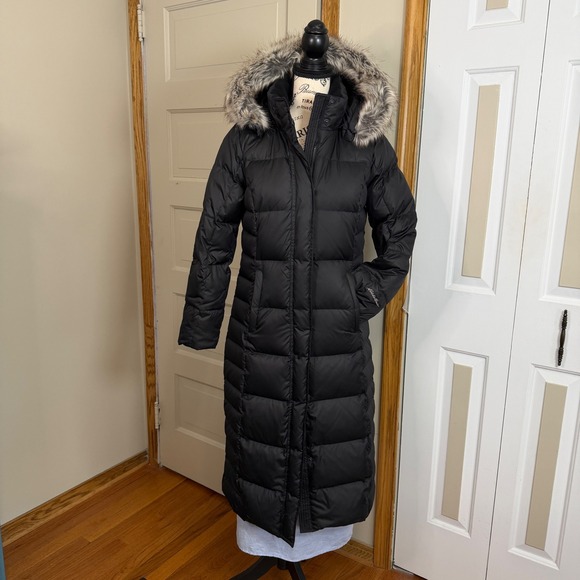 Eddie Bauer Jackets & Blazers - Eddie Bauer Womens Small Petite Black Down Lodge Hooded Duffle Coat Warm Winter